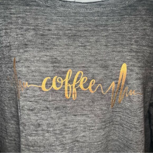 Zobha Heartbeat Metallic Coffee Graphic Gray Women's Sweatshirt Pouch Pocket L - Picture 4 of 11